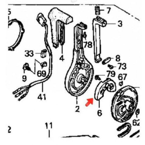 Porta leva di comando per scatola di comando Honda 9.9HP 4T 