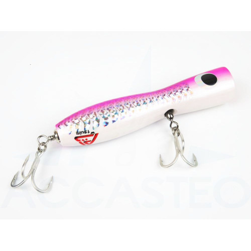 Popper per la pesca d'altura 120G Rosa e Bianco